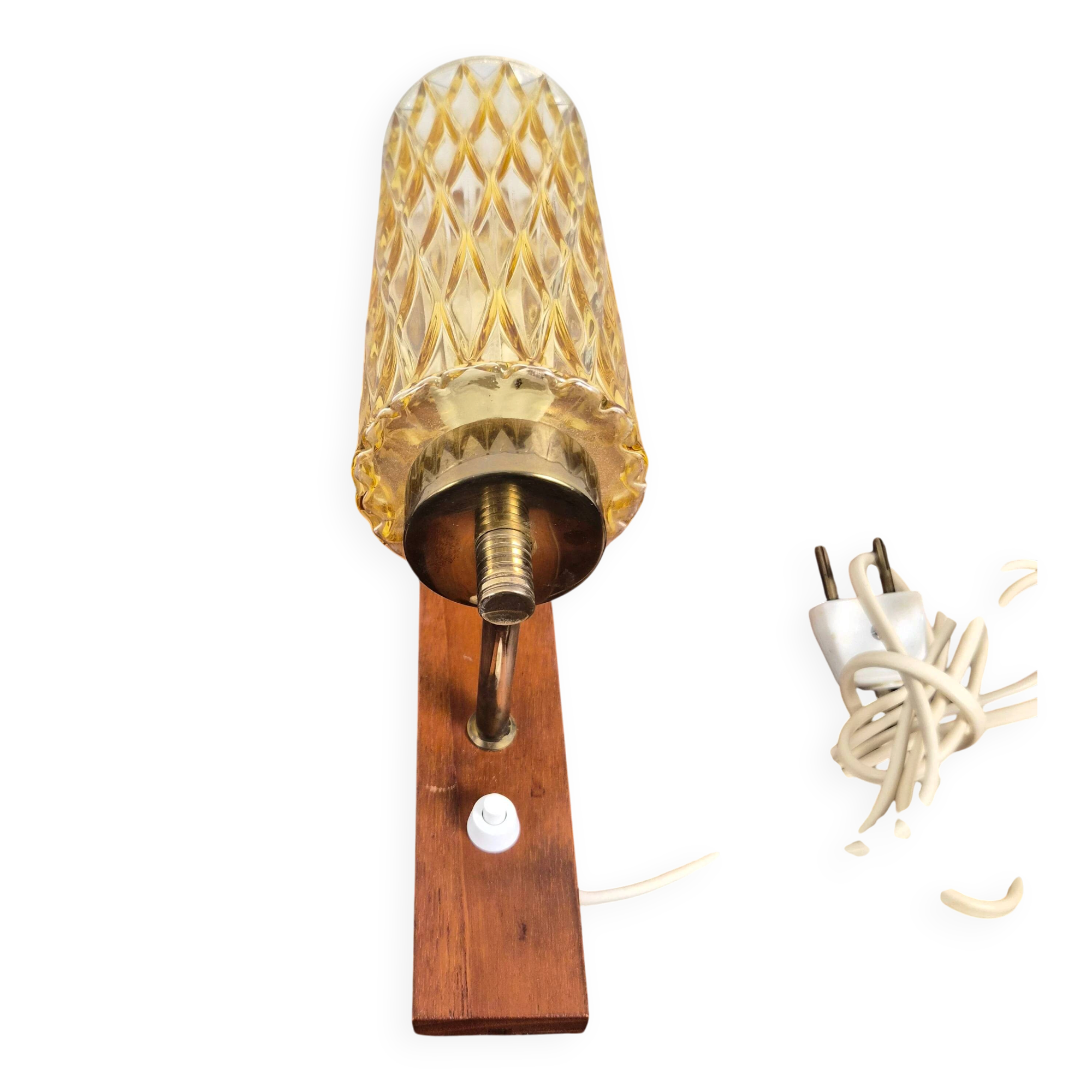 Wall lamp in rosewood, brass and glass, Denmark, 1960