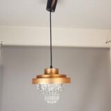MidCentury Modern clear glass and copper colored aluminium hanging lamp, 1960s