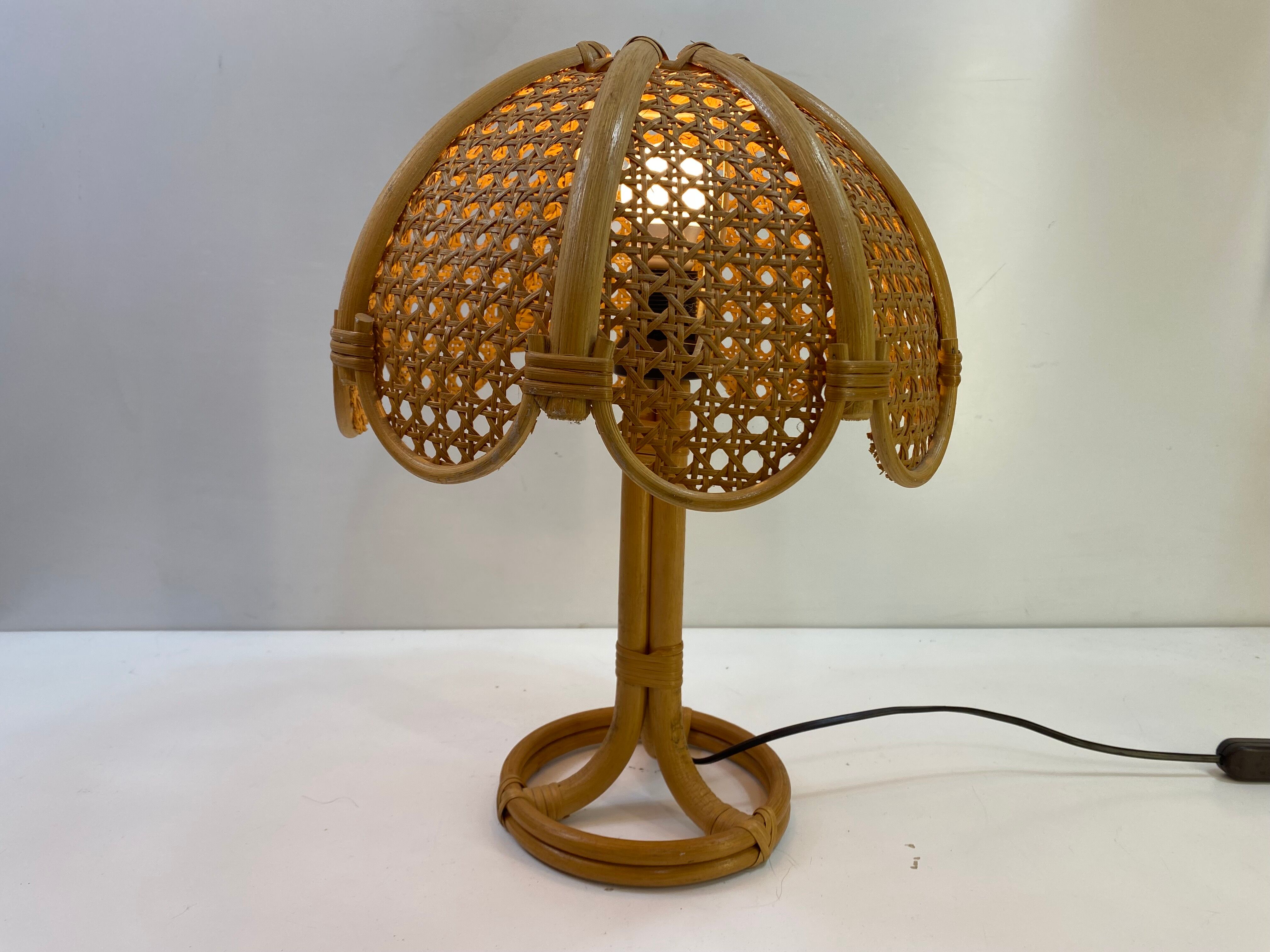 Vintage table lamp rattan and wicker 1970