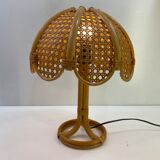Vintage table lamp rattan and wicker 1970