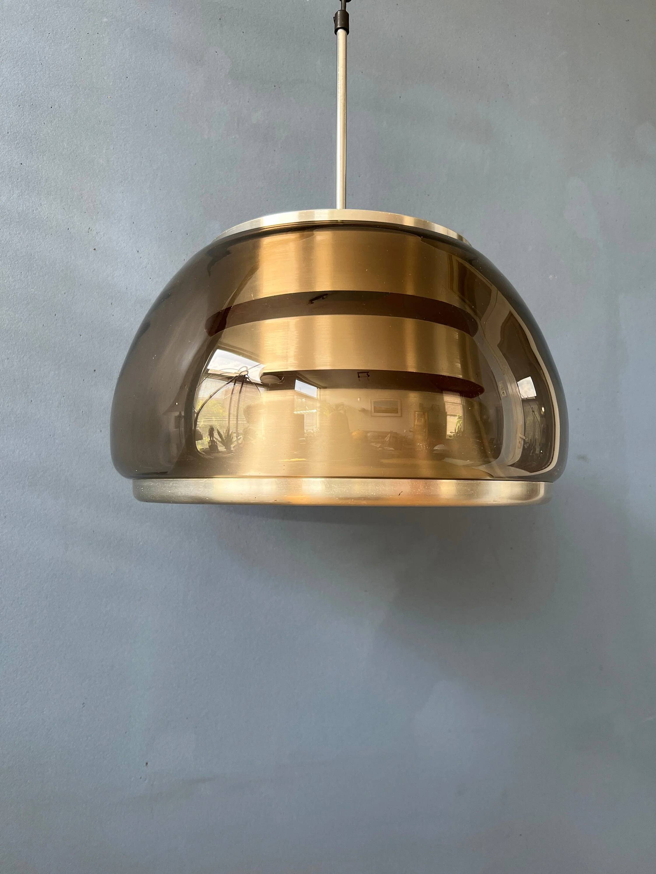 Suspension Space Age vintage 1970s in smoked glass