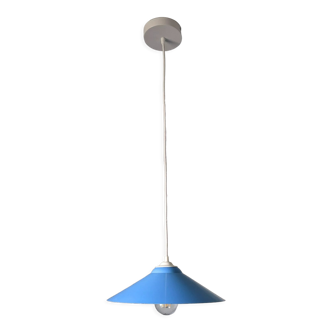 Vintage suspension lamp in blue sheet metal