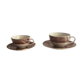 Set de 2 tasses et sous tasses porcelaine Longchamp France