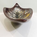 Vintage decorative dish in brown and yellow glazed ceramic from the 70s