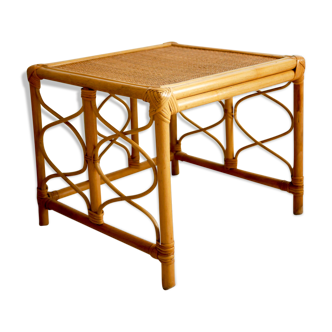 Table basse vintage en rotin