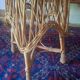 Circular bamboo and faux marble wine or coffee table, 1960s
