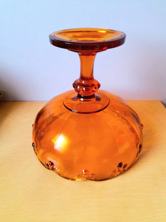 Amber glass fruit bowl