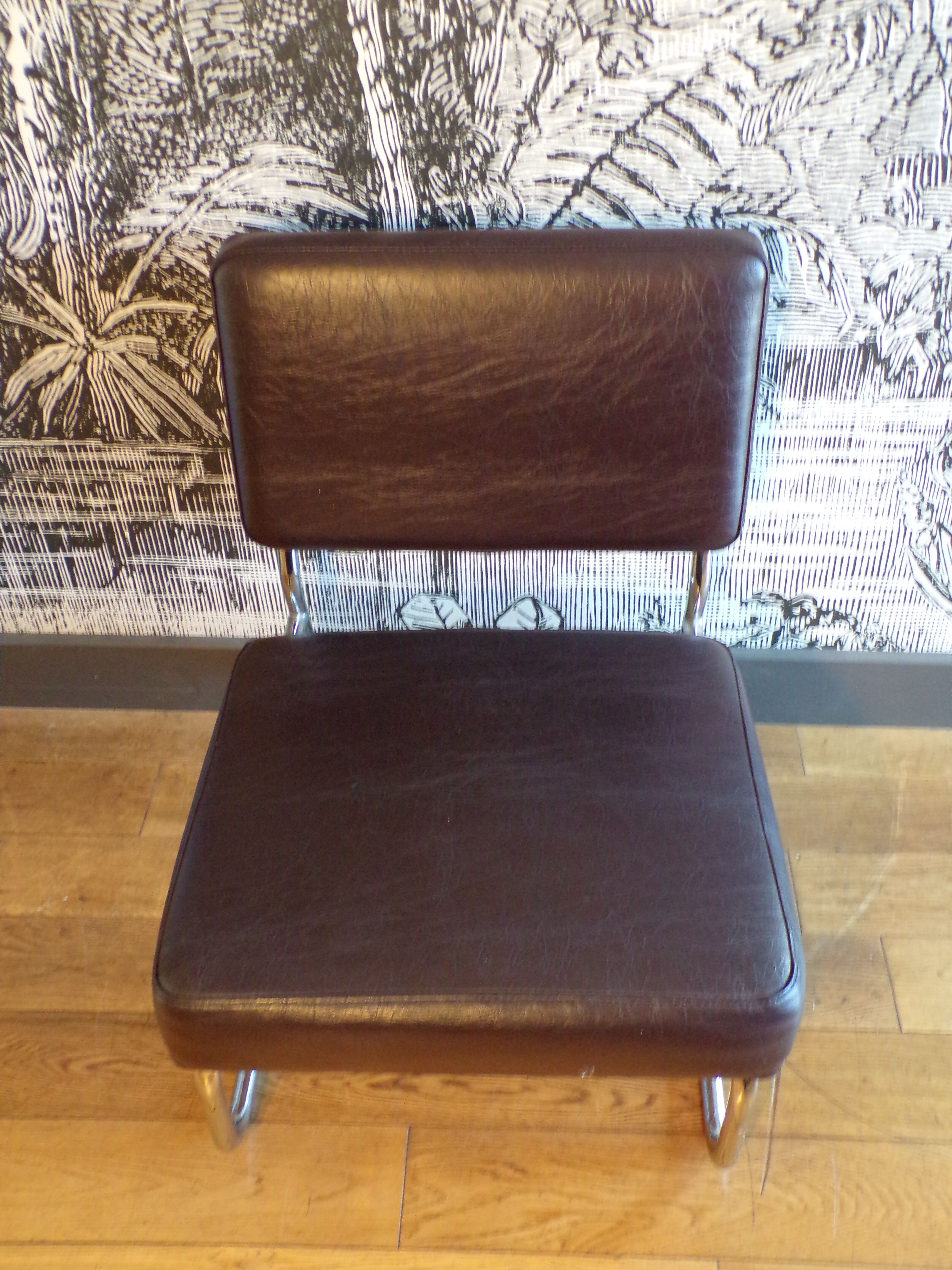 Vintage armchair in brown skai