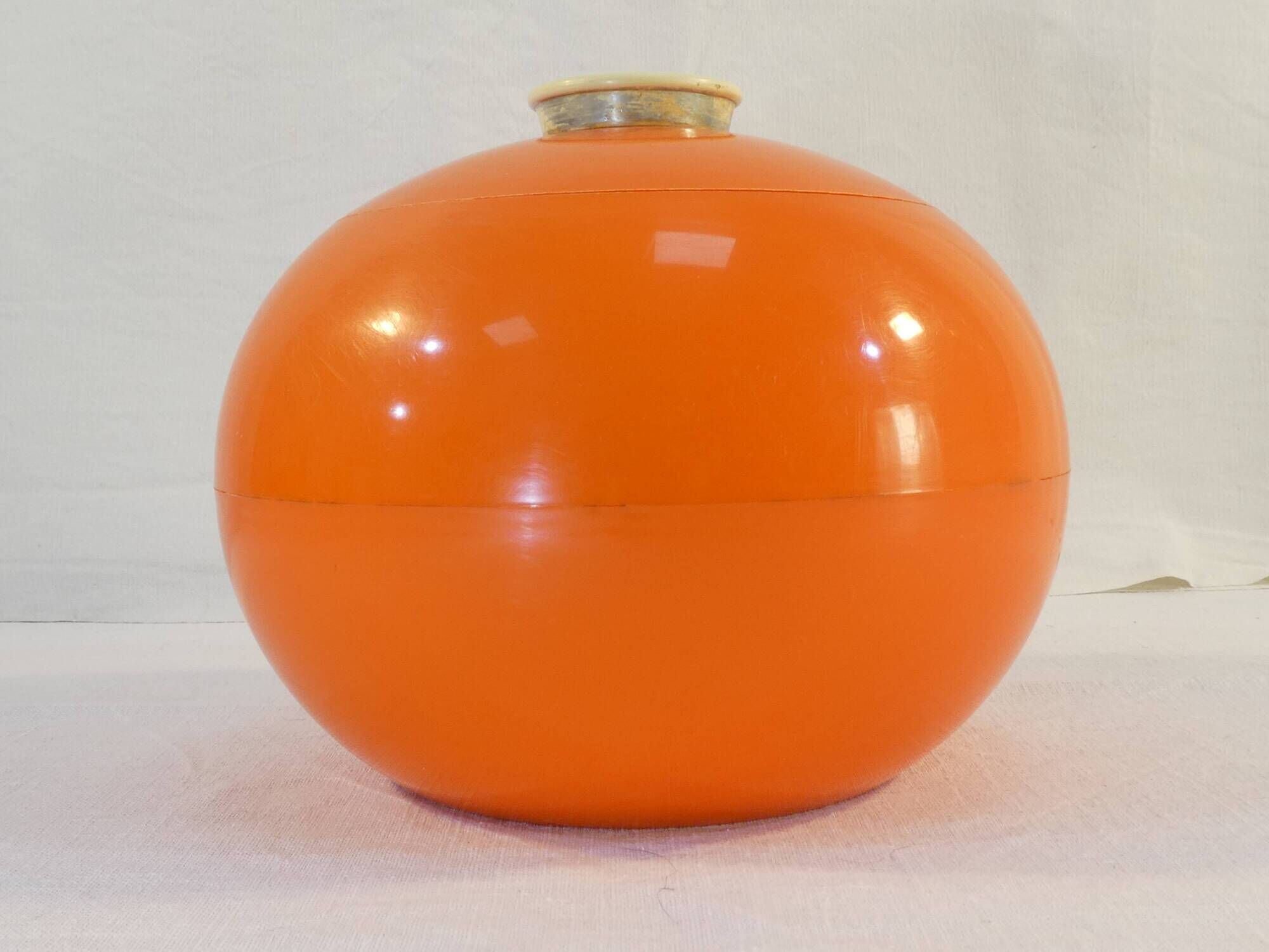 Vintage ice bucket of round shape and orange Brand GALLIA