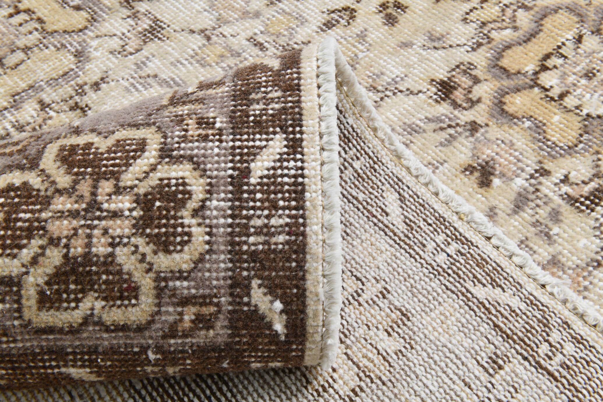 Vintage Brown & Beige Floral Bordered Rug, 184x268Cm