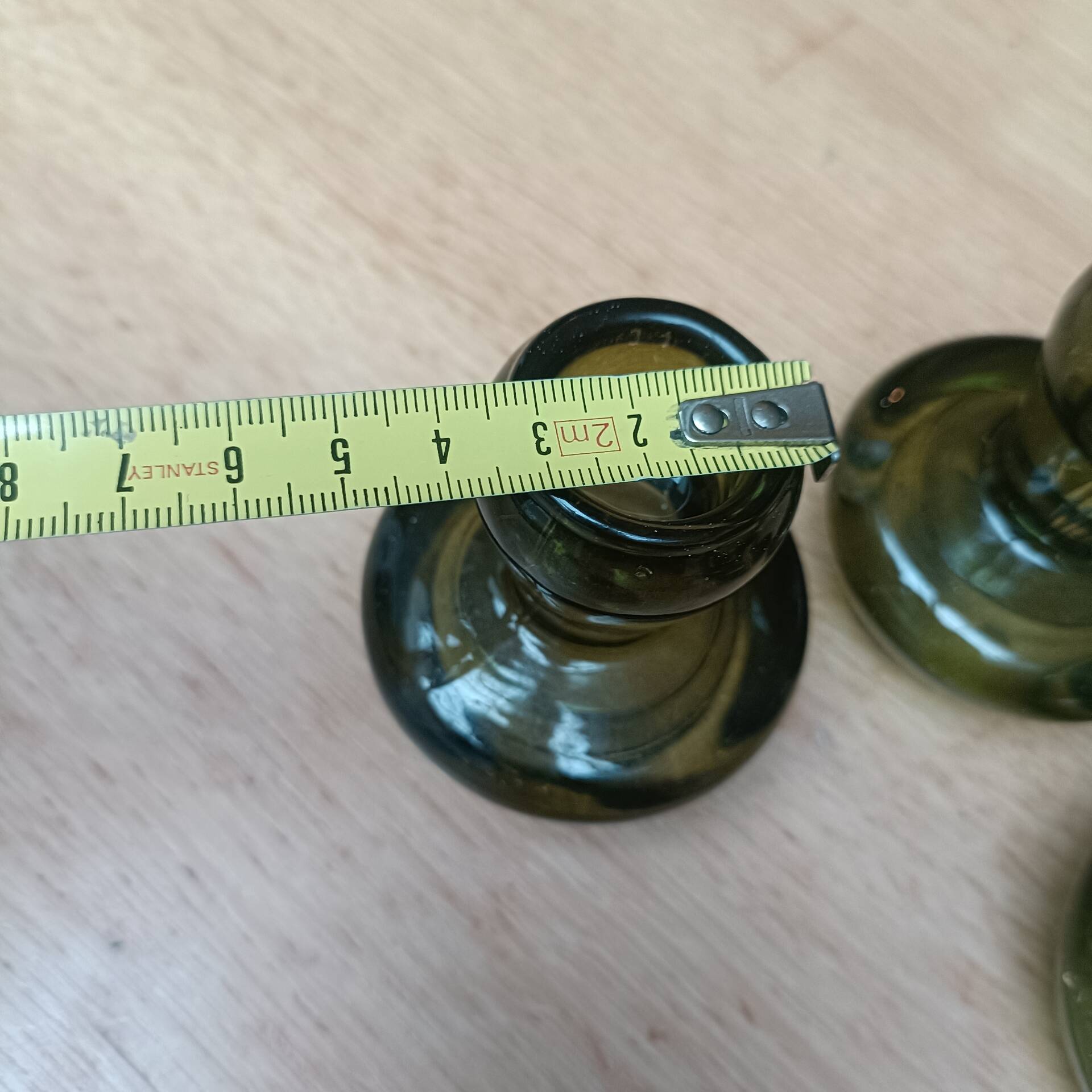Bottle green glass candle holders
