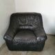 Pair of black leather armchairs from the 80s