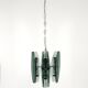 Glass and chrome suspension light in Fontana Arte style by Veca Murano, Italy.