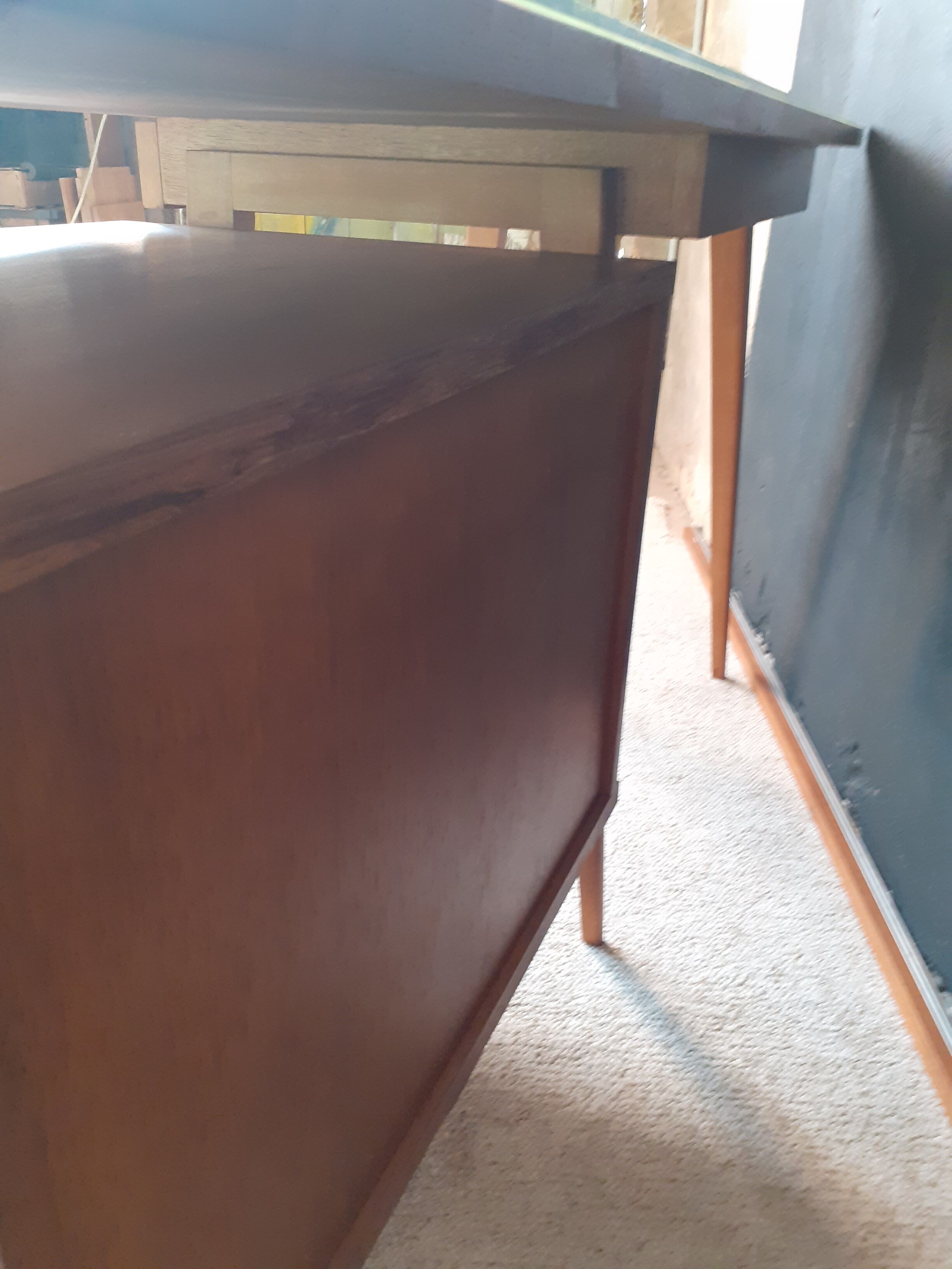 Vintage desk with compass feet around 1950