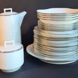 Art Deco dinner service in Fine Limoges Porcelain, signed "M&S"