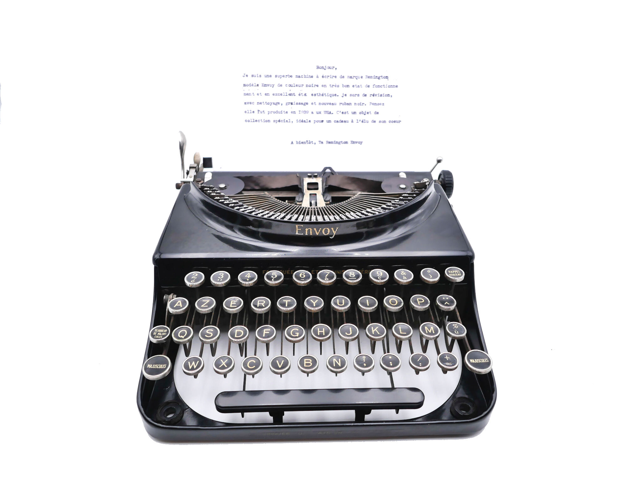 Remington typewriter envoy 1939