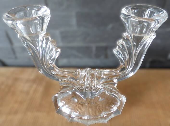 Chic two-armed candlestick chandelier in crystal glass / Excellent condition