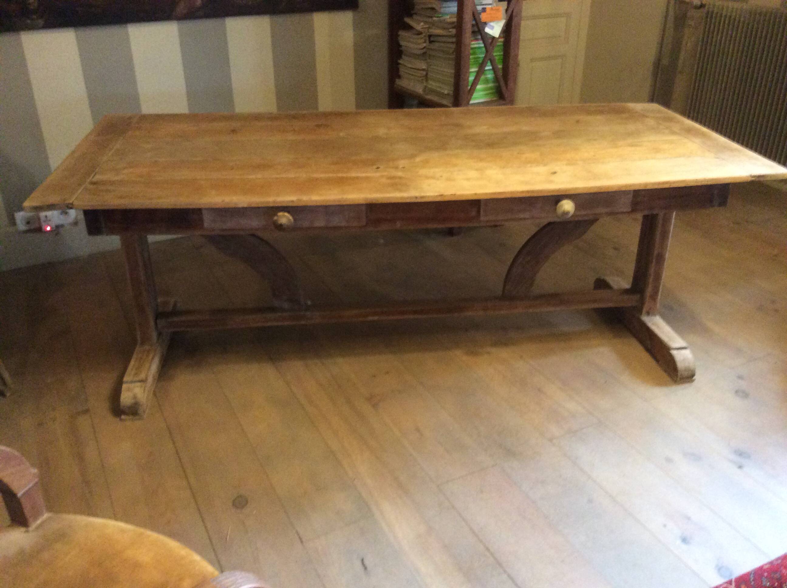 Two-drawer farmhouse table