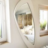 Miroir mural déstructuré Space Age en bois XXL, France, années 70