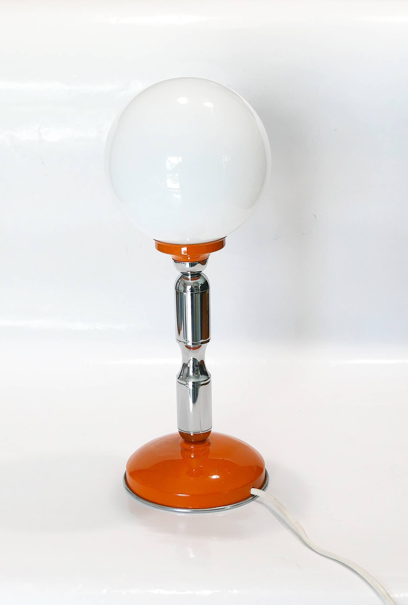 1970s chrome and orange table lamp design