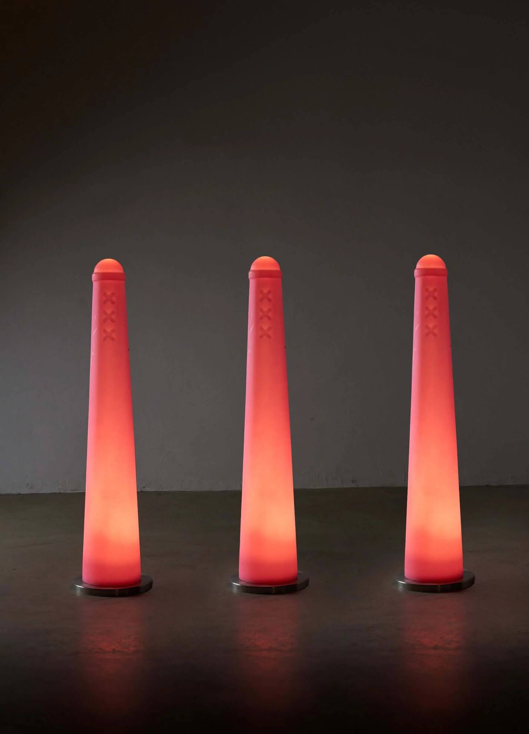 Amsterdamse Pole floor lamps in pink for Bijenkorf, 1990s