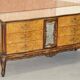 Vintage Italian Buffet in Walnut with Serpentine Front and Mirror Top