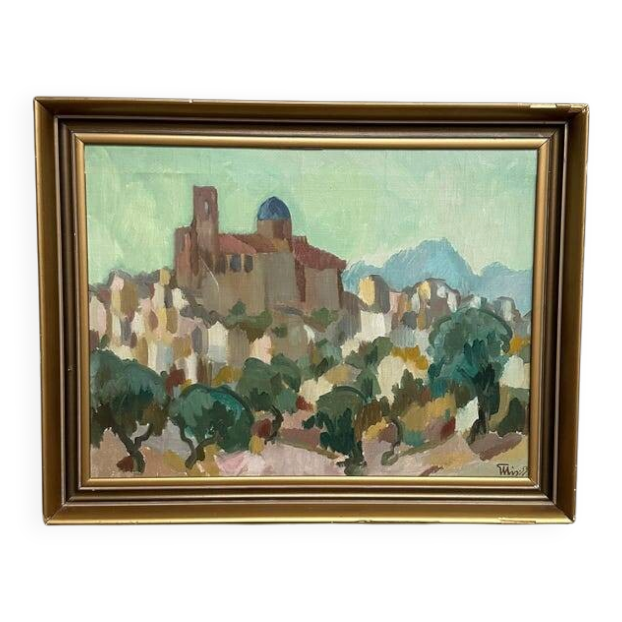 Original  Swedish Oil on Canvas – “Southern City” by Bengt Ellis, Signed