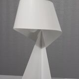 Vintage lamp "Ribbon" folded metal lacquered white design by Claire Norcross & Habi