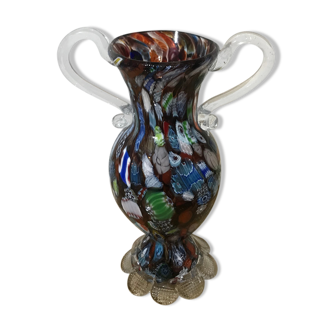 Murano millefiori glass vase