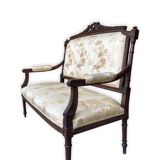 Canapé sculpté et tissu de style Louis XVI, 1900
