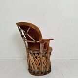 Mid-Century Modern Mexican Equipales Armchair in Leather and Wood, 1970
