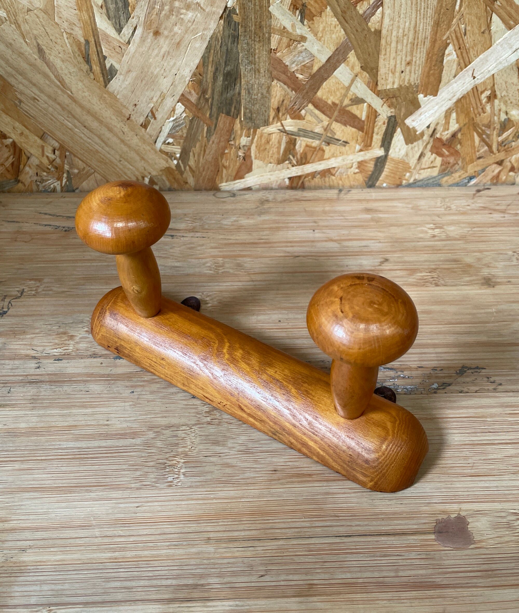 Wooden wall coat rack