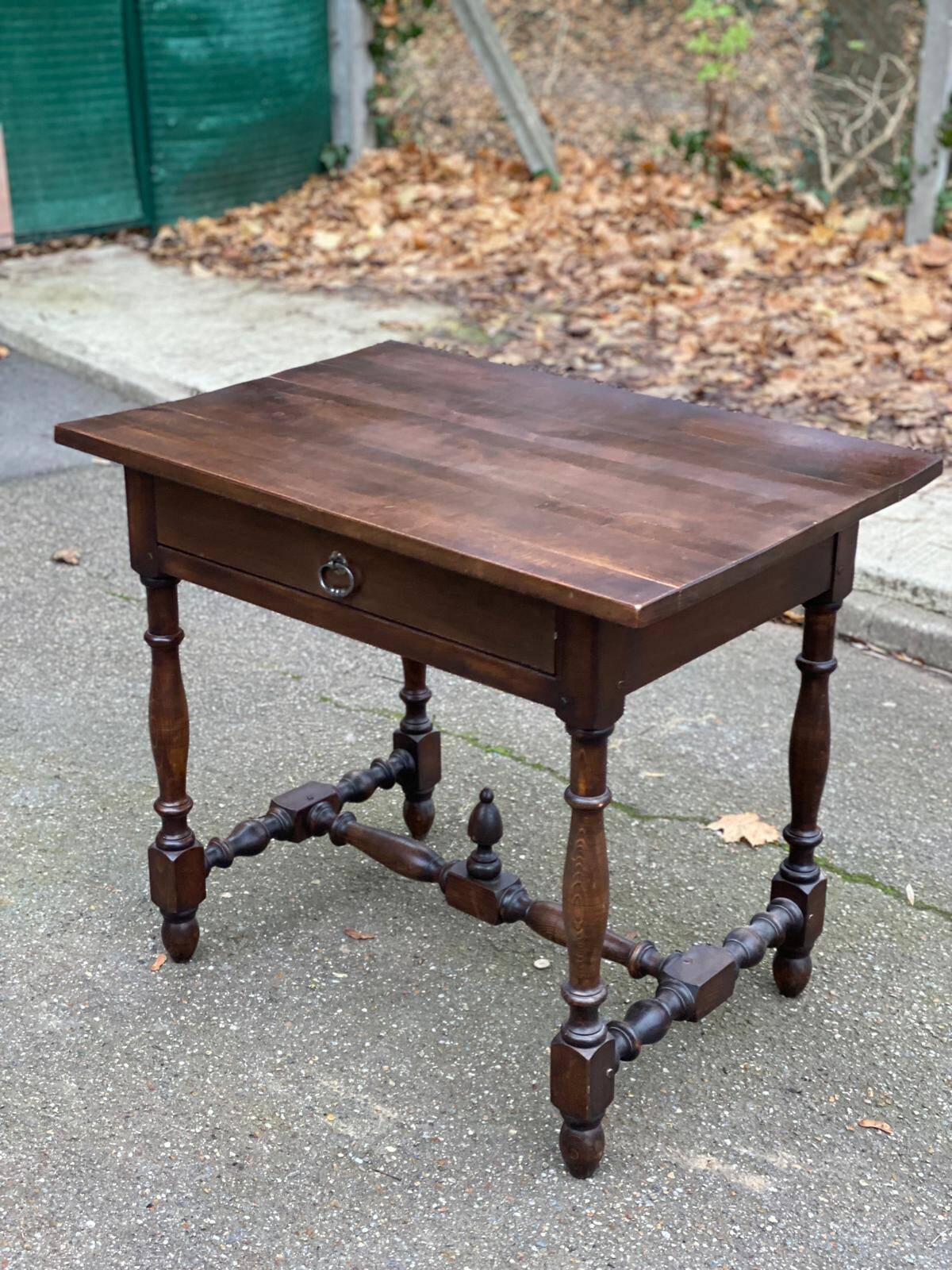 Louis XIV style writing desk in dark solid wood from the 19th century