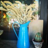 Broc en tôle émaillé bleu turquoise