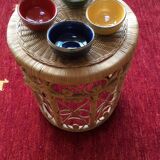 Pretty coffee table, stool, or peacock rattan bedside