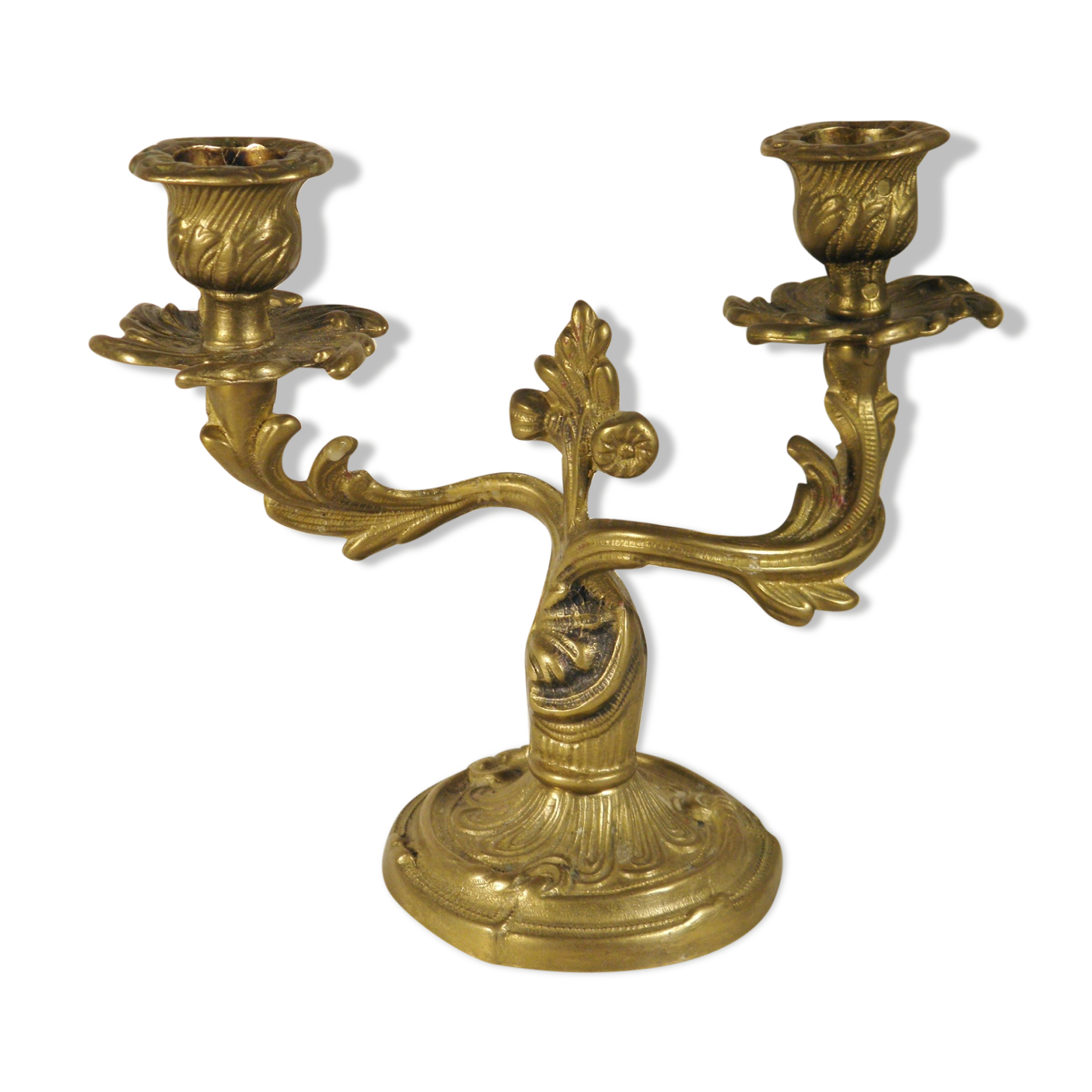 Two-branched candlestick in gilded bronze