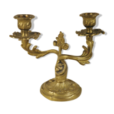 Two-branched candlestick in gilded bronze
