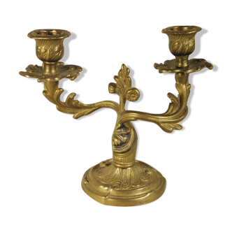 Two-branched candlestick in gilded bronze