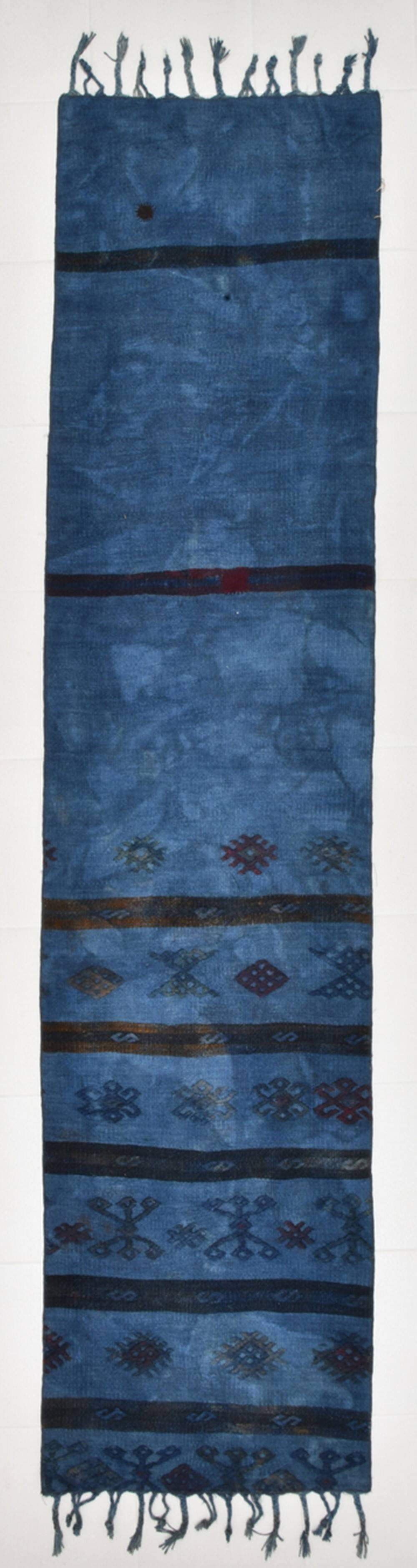 Soft Blue Turkish Woven Hallway Runner Rug, 79x342 Cm