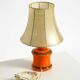 Beautiful 1960s orange ceramic table lamp with Cocoon shade | Made in Italy