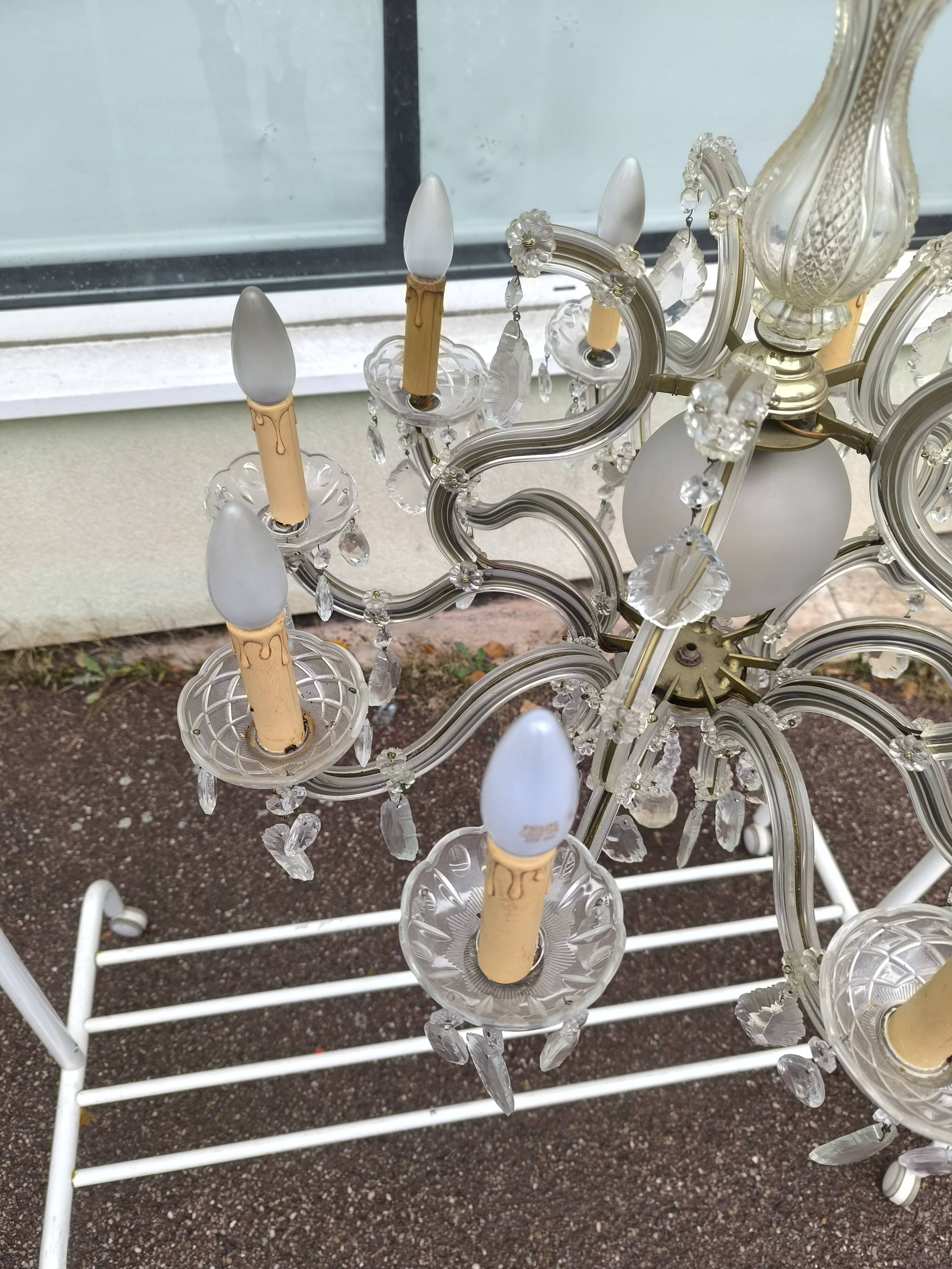 10-branch glass tassel chandelier