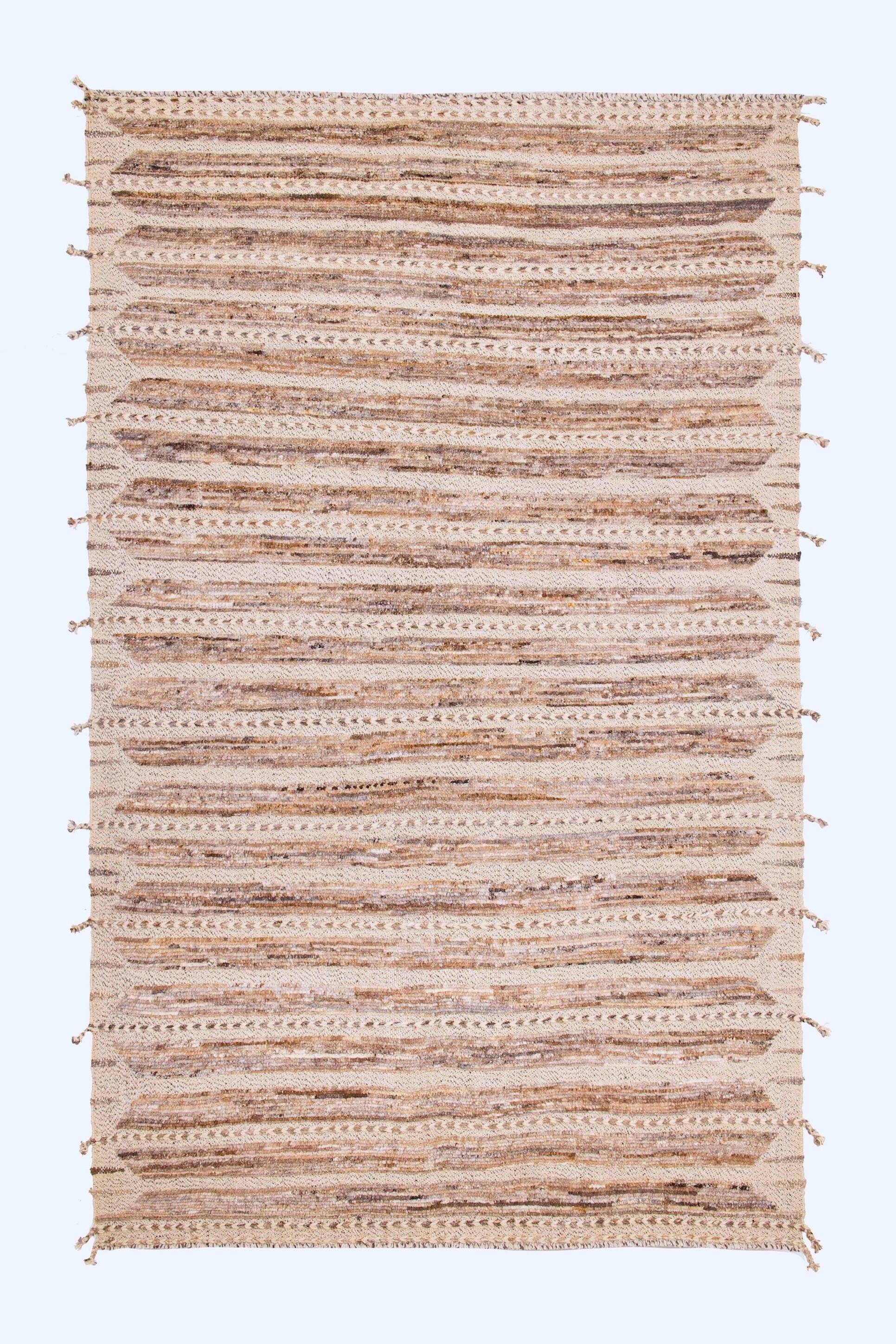 Beige Afghan rug 246 x 155 cm