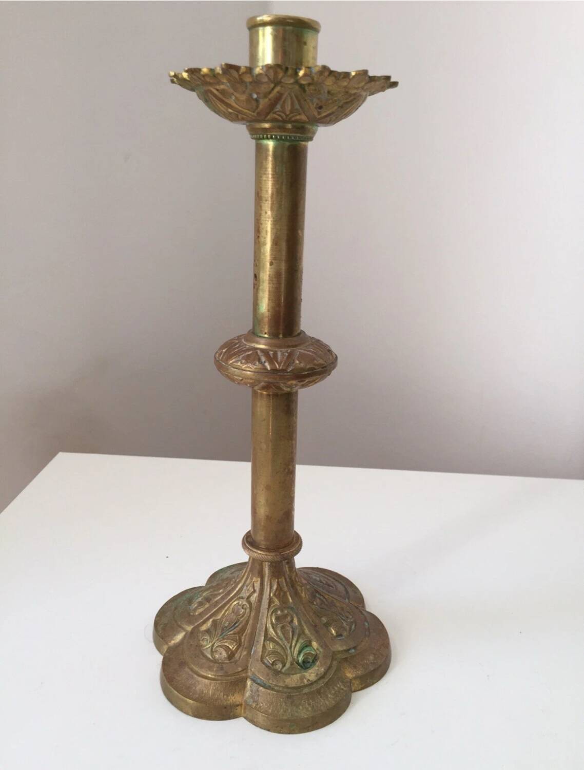 Beautiful vintage neo-Gothic bronze candlestick