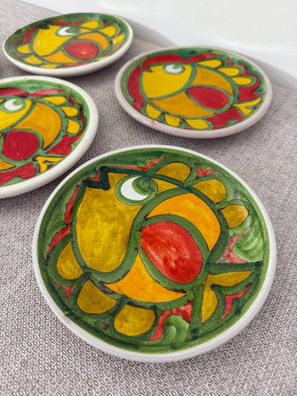 Italian ceramic plate set signed Desimone Italy fish decor 60s vintage