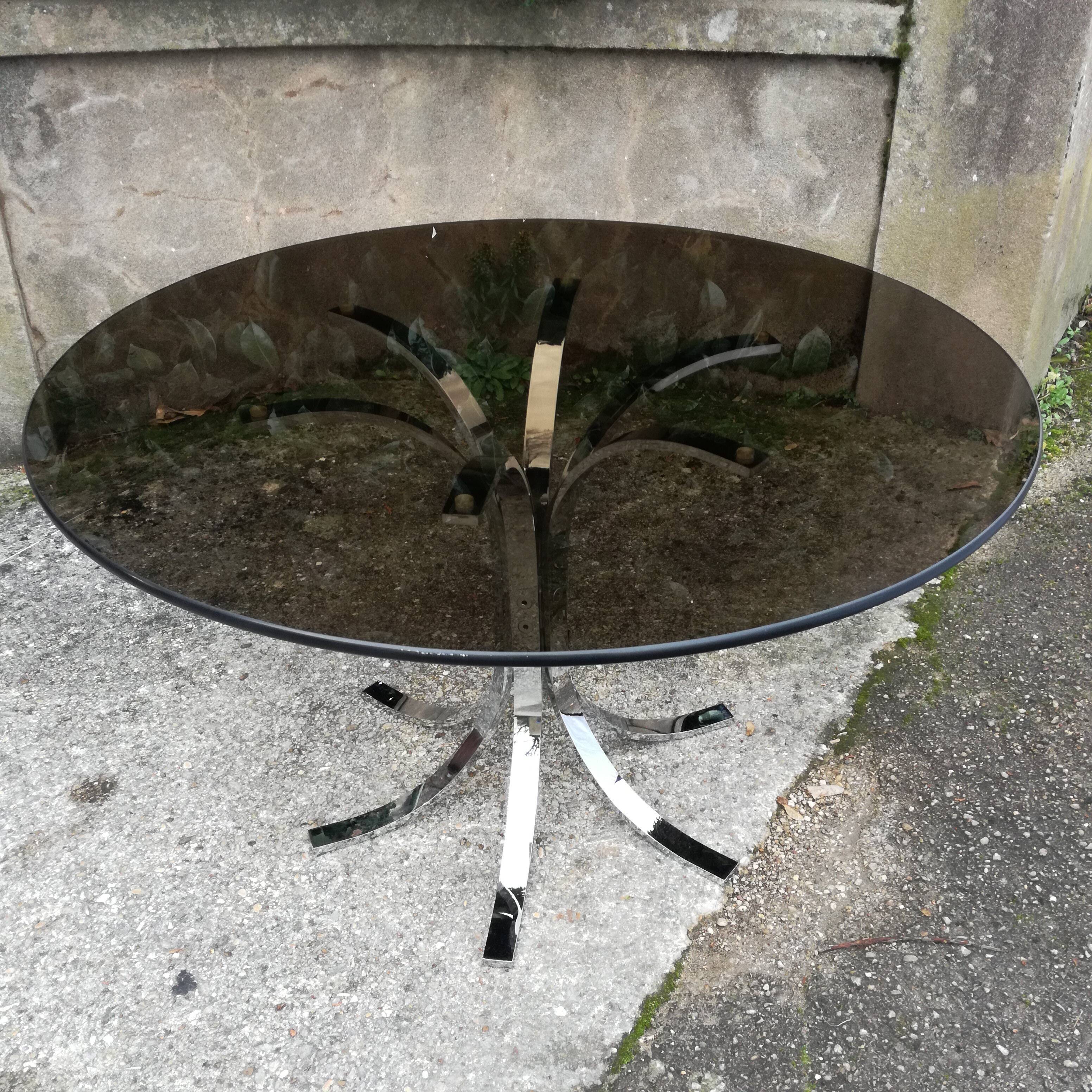 Smoked glass coffee table - Ø90cm