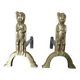 Anton Prinner, pair of Shaman fire dogs in gilded bronze, monogrammed, 1930