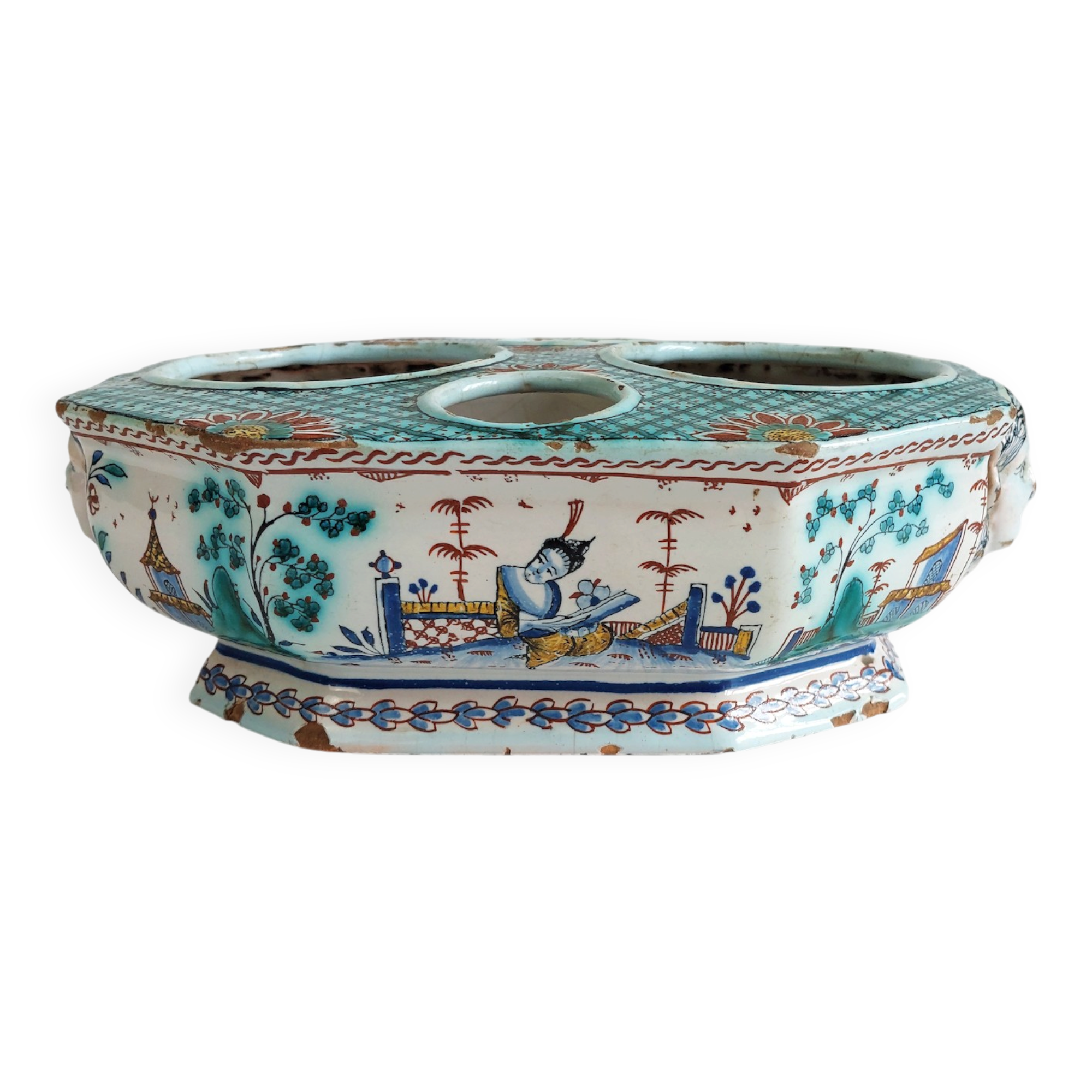 Huilier-vinaigrier en faïence de Rouen à décor au Chinois – XVIIIe siècle