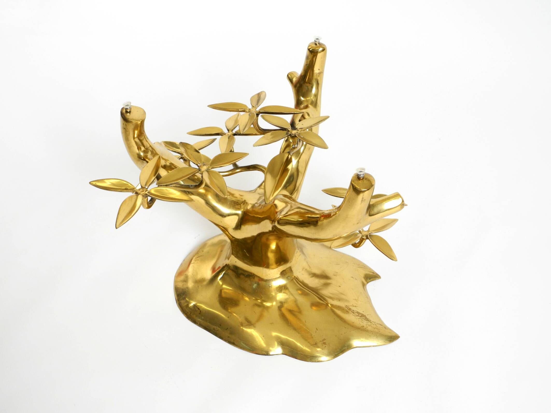 70s coffee table, model Bonsai by Willy Daro, made of brass and fire-gilded