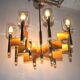 Italian 8-arm brass and glass chandelier by Sciolari, 1970s