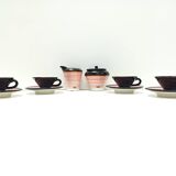 Set of Four Ceramic Coffee Cups by Baldelli with Milk Jug and Sugar Bowl, Italy